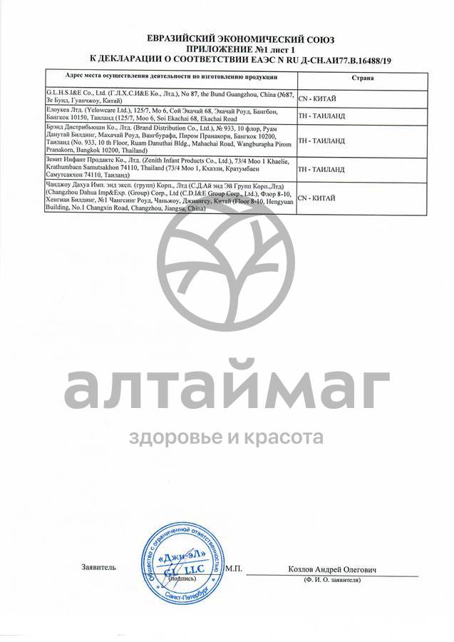 Сертификат на товар Лабби ложка любимая от 4мес. Лабби ложка любимая от 4мес. сертификат