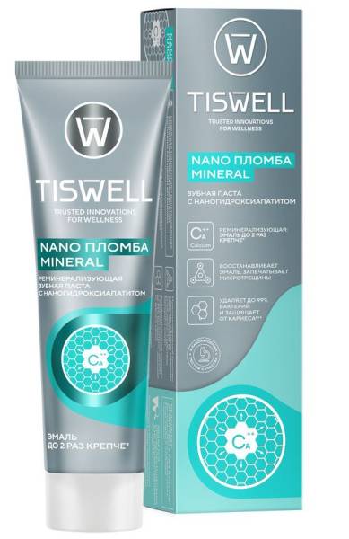 Зубная паста Tiswell реминерализирующая с наногидроксиапатитом Nano пломба Mineral 110г фотография