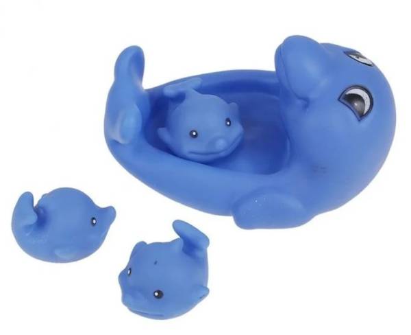 Резиновые игрушки Дельфин и 3 дельфиненка розовый 2726-9 фотография