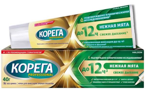 Крем для фиксации зубных протезов Корега professional Нежная мята 40г фотография